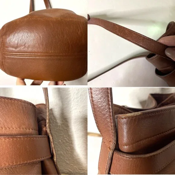 Vintage 90s Coach SoHo Tanned Leather Bucket Crossbody Bag Adjustable Strap 4156 - Picture 6 of 8